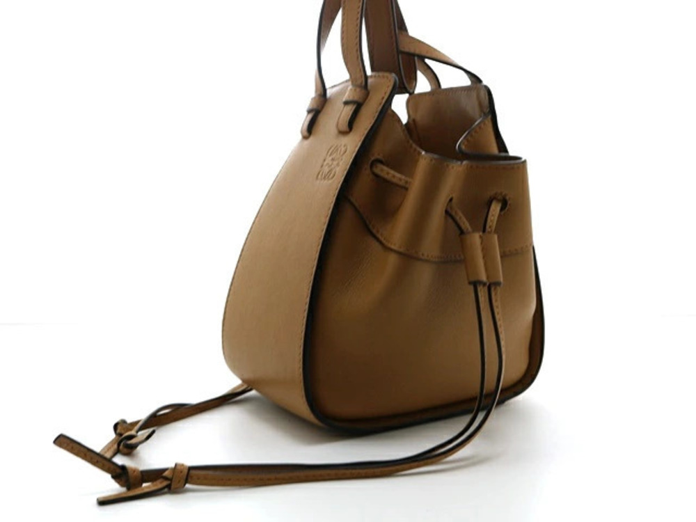 Loewe Beige Shoulder Drawstring Calfskin Hammock Bag Cream Tan Cream